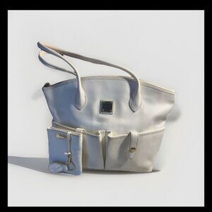 Vintage Dooney & Bourke White Leather Satchel W/Phone Case